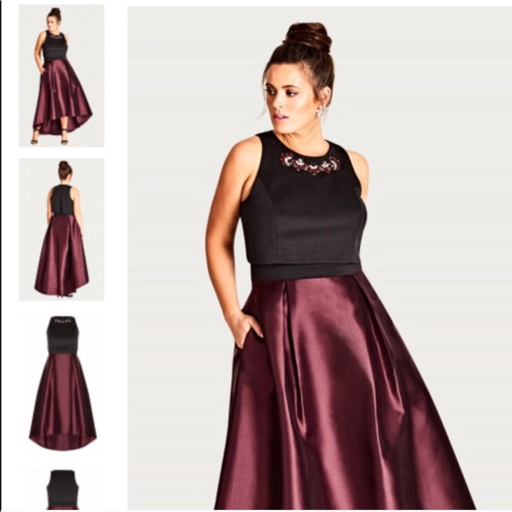 City Chic Regal Me High-Low Dress in Jewel Tones